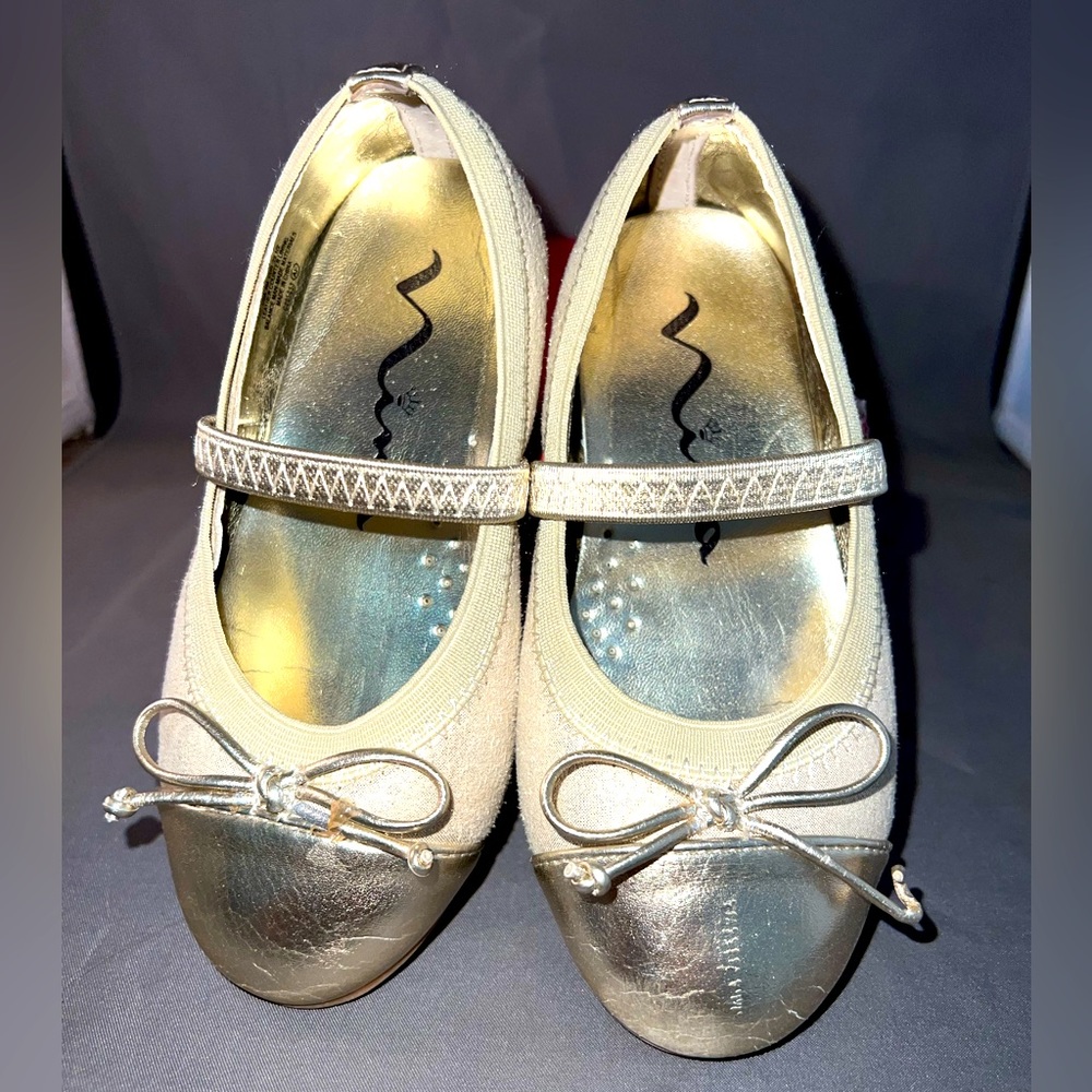 Nina Size 9 Flower Platino Shimmer Flats